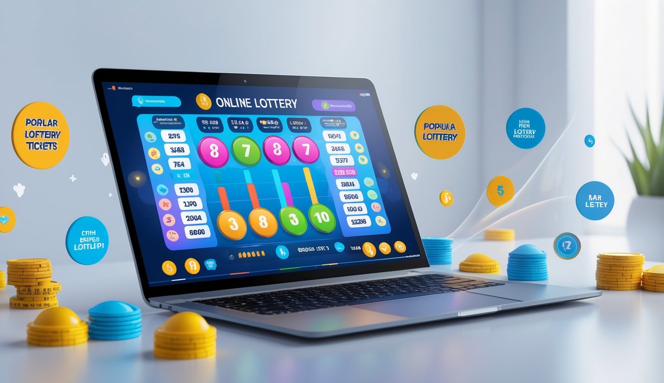 Seseorang menggunakan laptop atau ponsel dengan tampilan antarmuka permainan togel online dan grafik hasil cepat di sekitarnya.