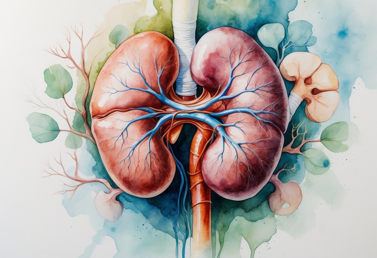 Prikaz ljudskog bubrega koji filtrira otpadne tvari iz krvi unutar tijela.