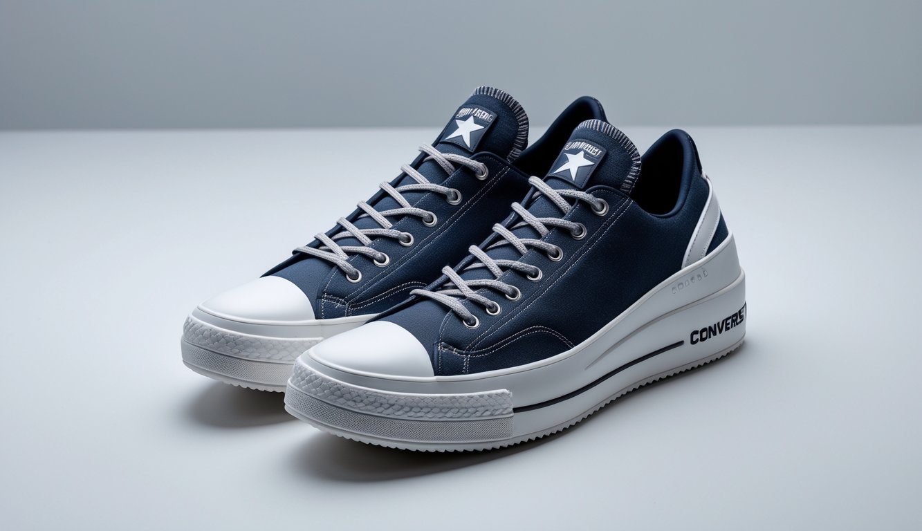 Sepasang sepatu Converse terbaru tahun 2025 dengan latar belakang putih bersih.