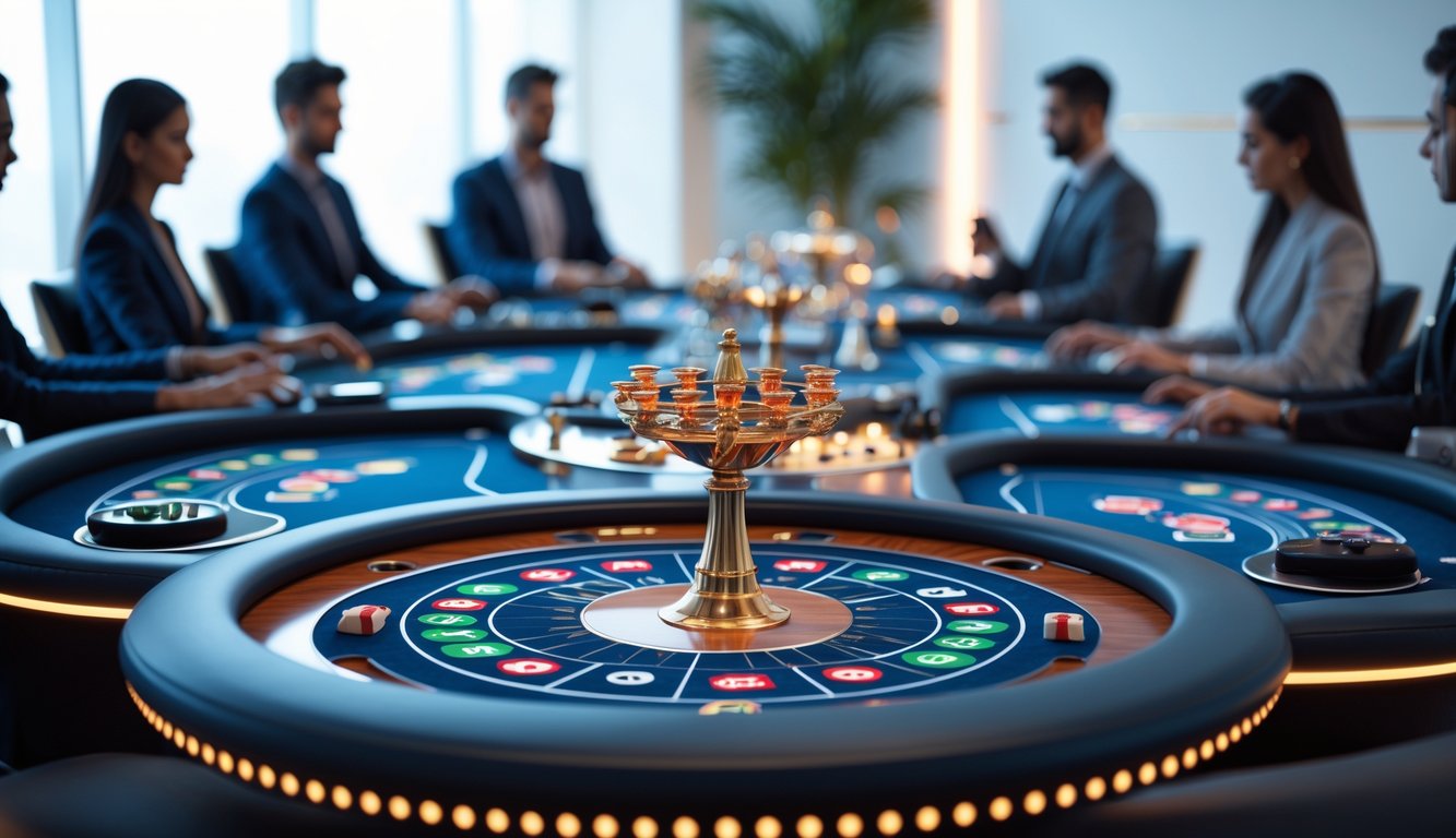 Tampilan antarmuka permainan Capsa online dengan beberapa meja aktif dan pemain yang terlihat dalam suasana yang profesional dan terpercaya.