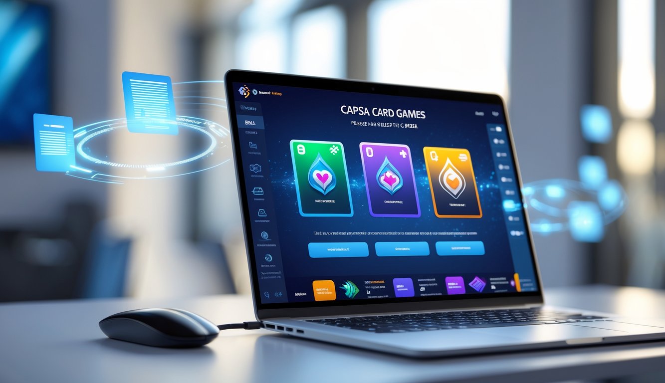 Seorang pengguna sedang melihat layar komputer yang menampilkan portal permainan Capsa online dengan antarmuka yang modern dan mudah diakses.