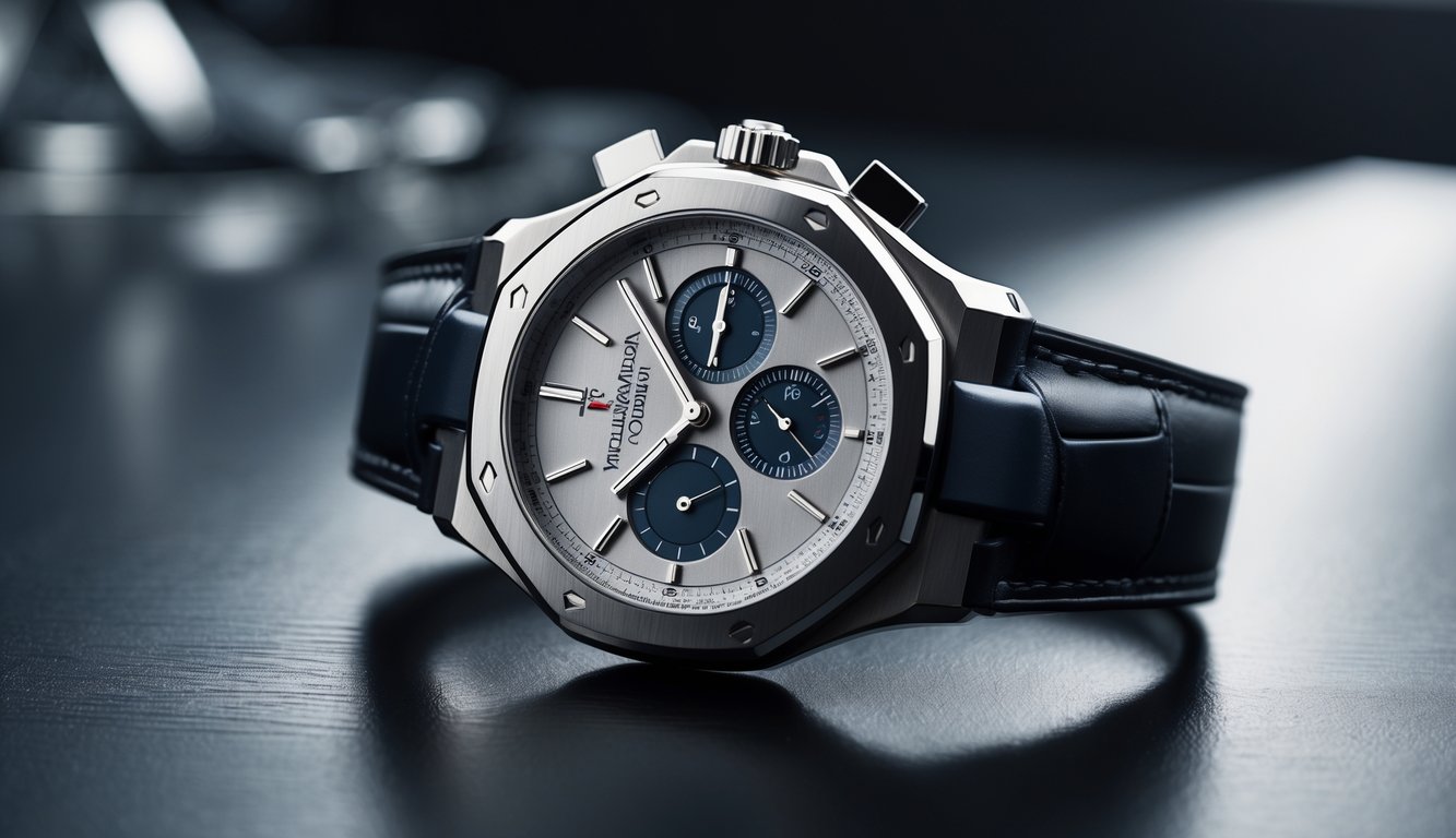 Jam tangan Audemars Piguet edisi terbatas diletakkan di atas permukaan gelap dengan pencahayaan lembut.