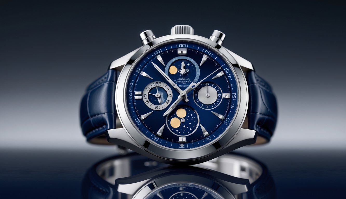 Foto jam tangan TAG Heuer Astronomer Moonphase 2025 dengan latar belakang gelap dan detail bulan di wajah jam.