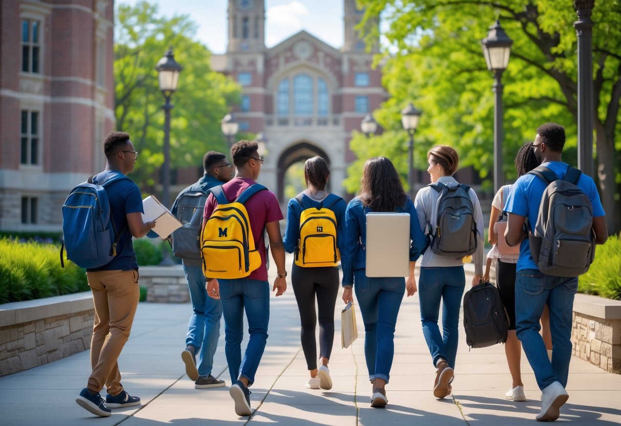35 Fully Funded Scholarships | University of Michigan Ann Arbor 2026 2 A group of diverse graduate students studying and walking on the University of Michigan campus with university buildings and trees in the background.