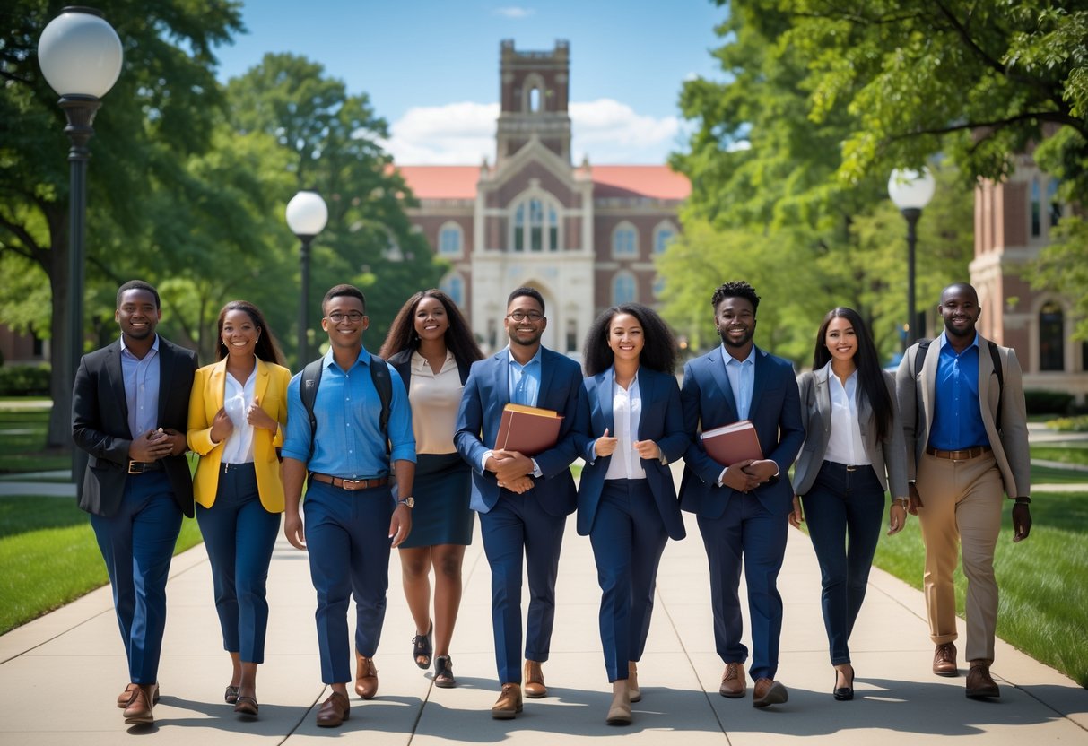 35 Fully Funded Scholarships | University of Michigan Ann Arbor 2026 10 A diverse group of law students walking together on a university campus with trees and buildings in the background.