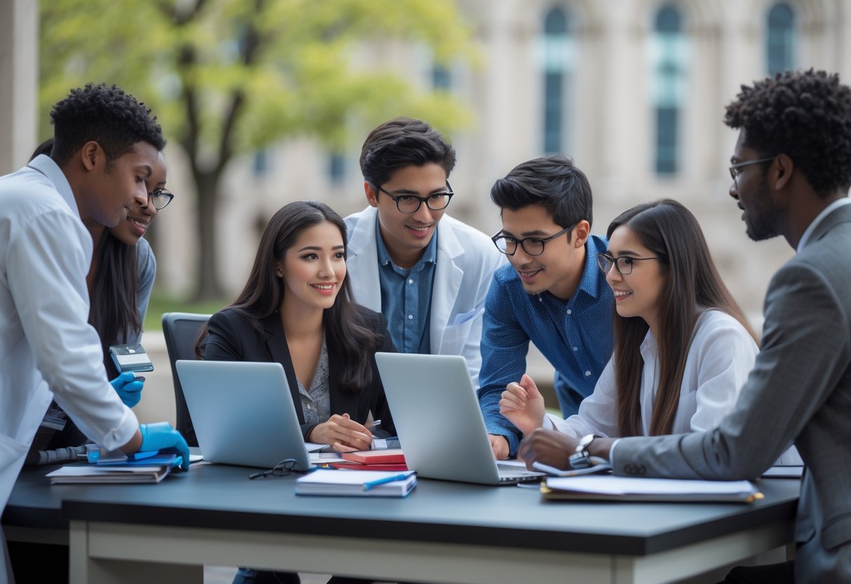 35 Fully Funded Scholarships | University of Michigan Ann Arbor 2026 19 A group of graduate students working together on research in a university lab with campus buildings visible in the background.