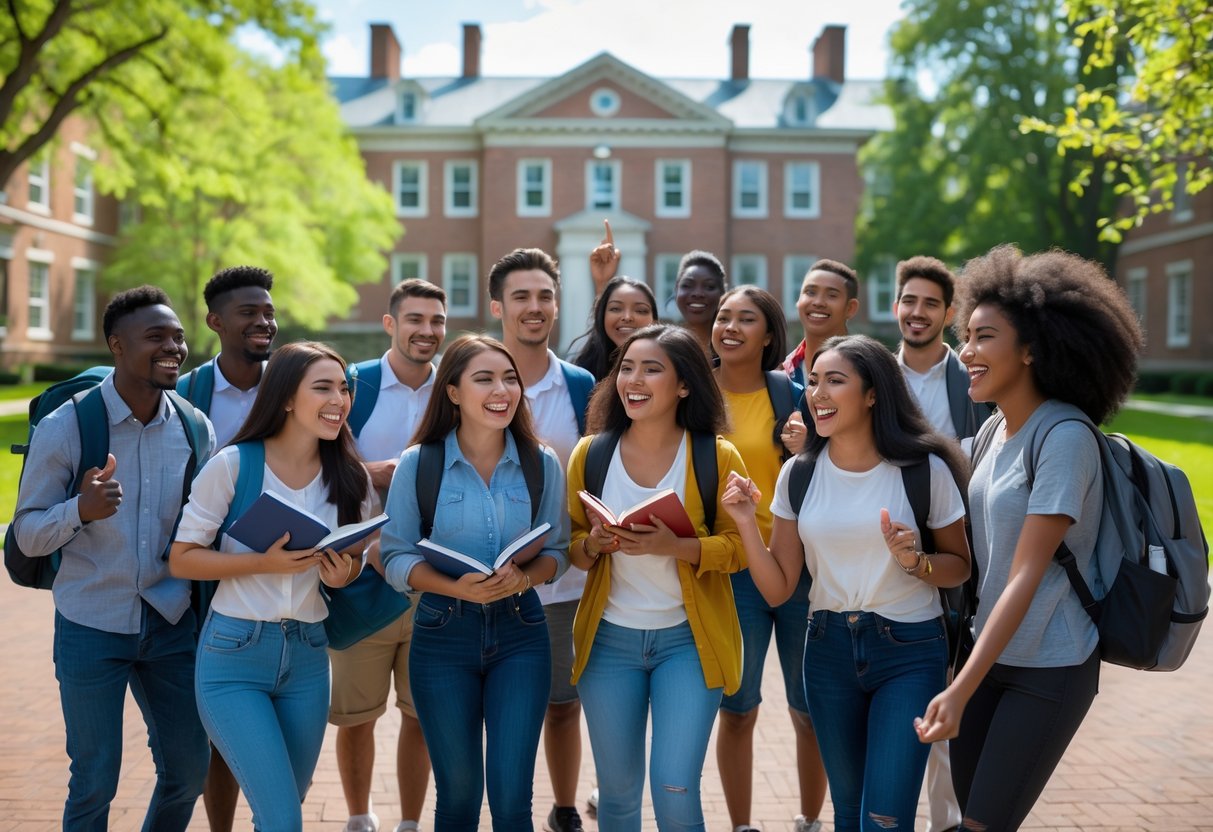35 Fully Funded Scholarships | University of North Carolina Chapel Hill 2026 13 A diverse group of college students smiling and standing together outside university buildings on a sunny day.