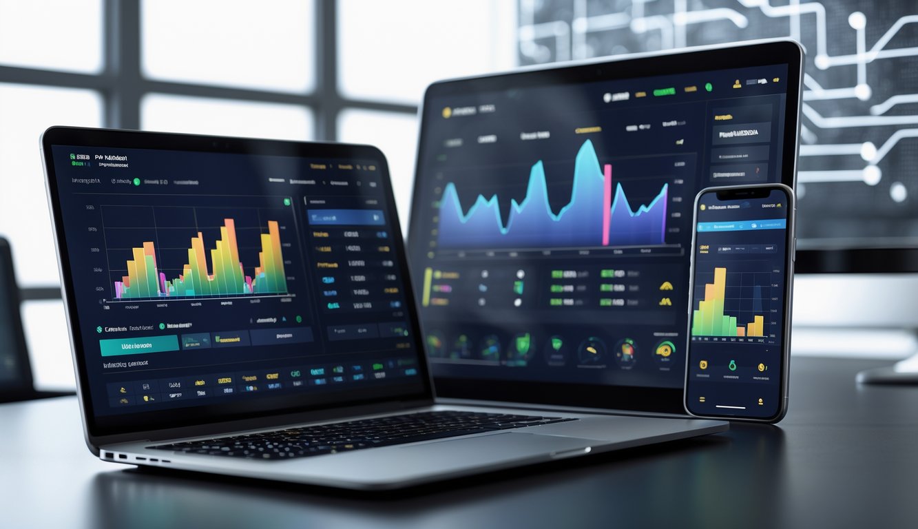 Beberapa perangkat elektronik menampilkan antarmuka platform taruhan online yang stabil dan adaptif di lingkungan kantor modern.