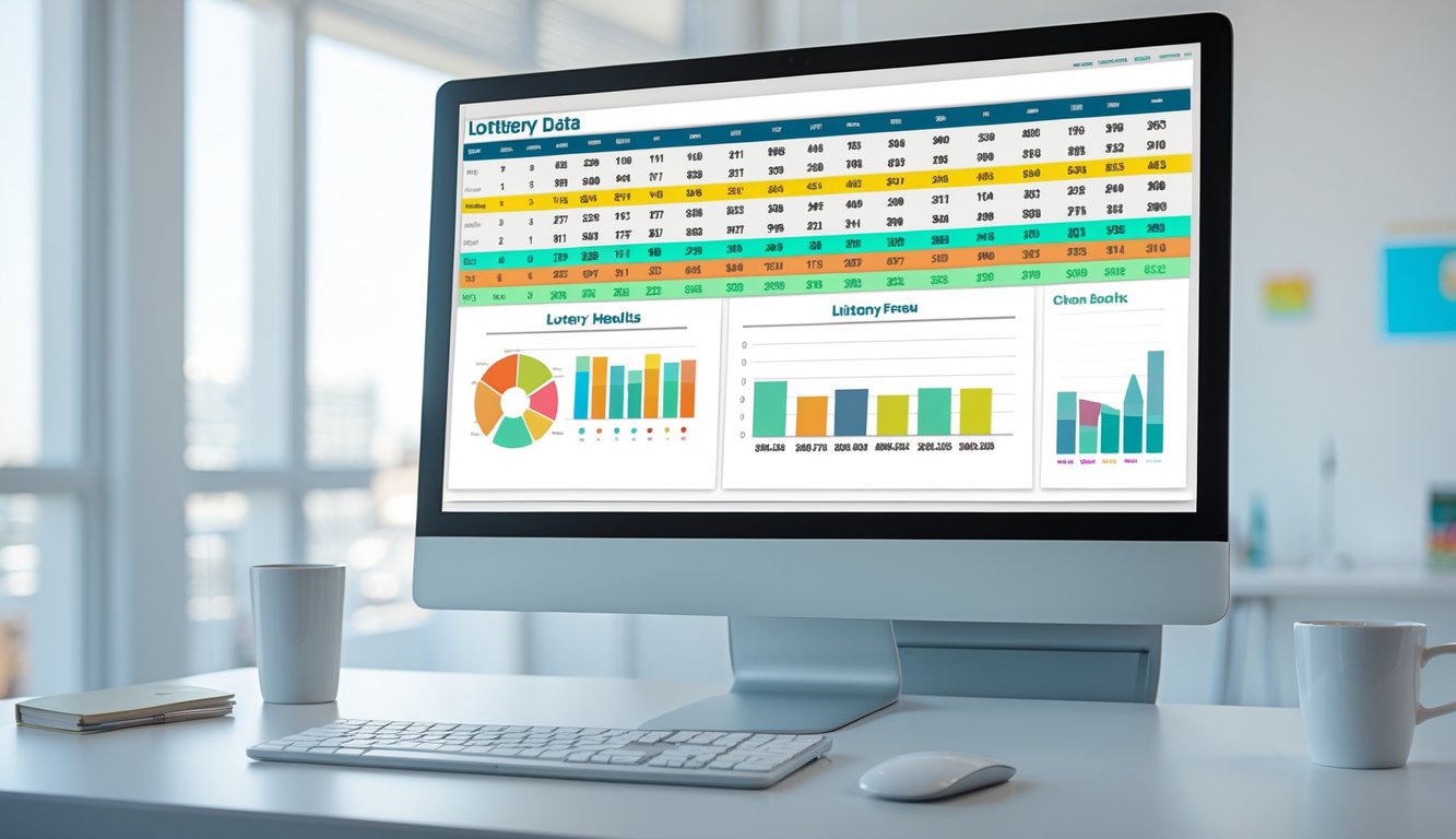 Sebuah layar komputer menampilkan tabel hasil togel yang terstruktur dengan grafik di meja kantor yang rapi.
