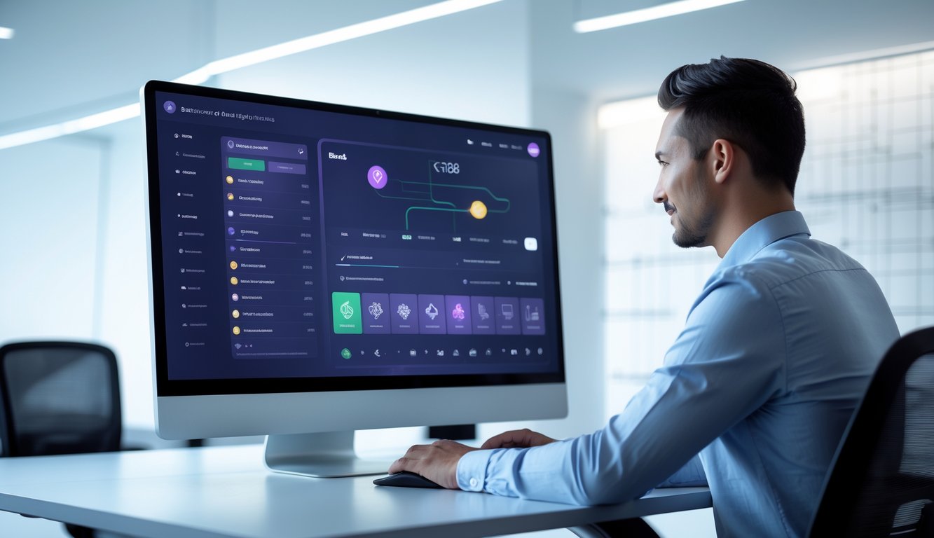 Seseorang menggunakan komputer dengan tampilan antarmuka situs taruhan online yang modern dan mudah dinavigasi.