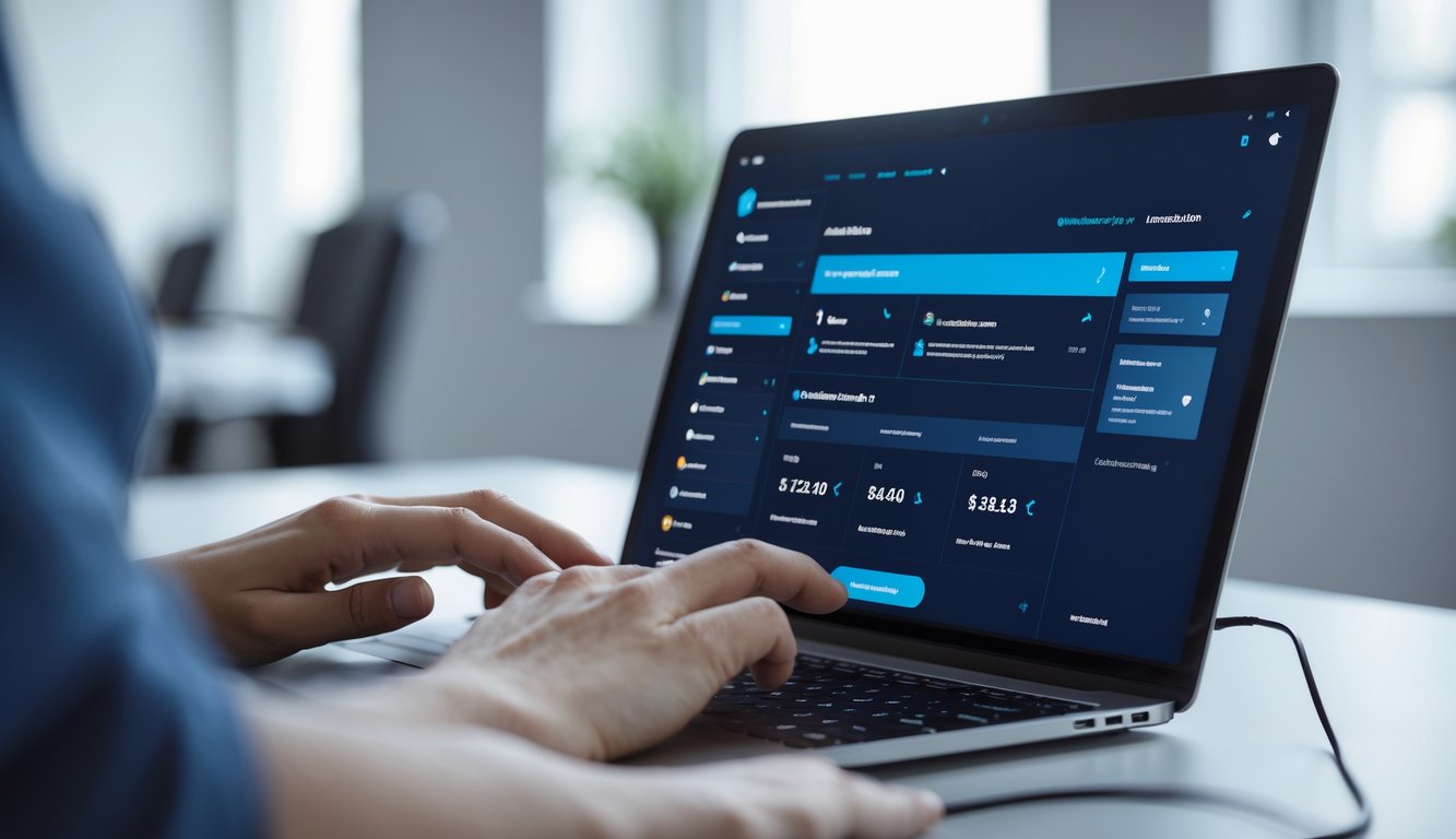 Seseorang menggunakan laptop dengan tampilan antarmuka situs taruhan online yang modern dan mudah dinavigasi.