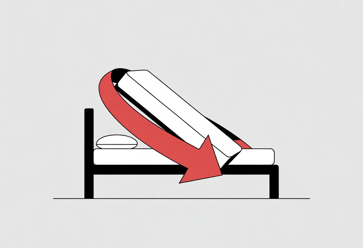 A simple illustration of a mattress on a bed with a curved arrow showing it being rotated.