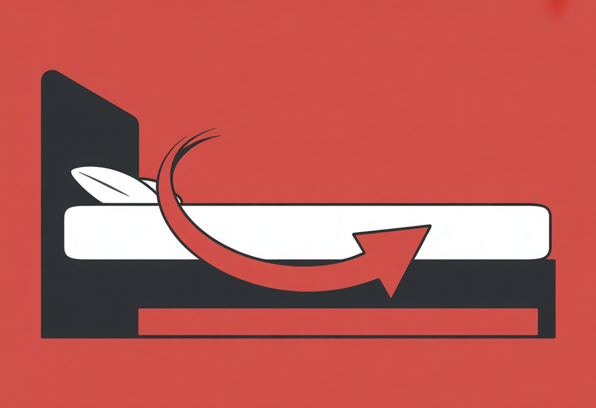 A simple illustration of a mattress being rotated on a bed with a curved arrow showing the movement.