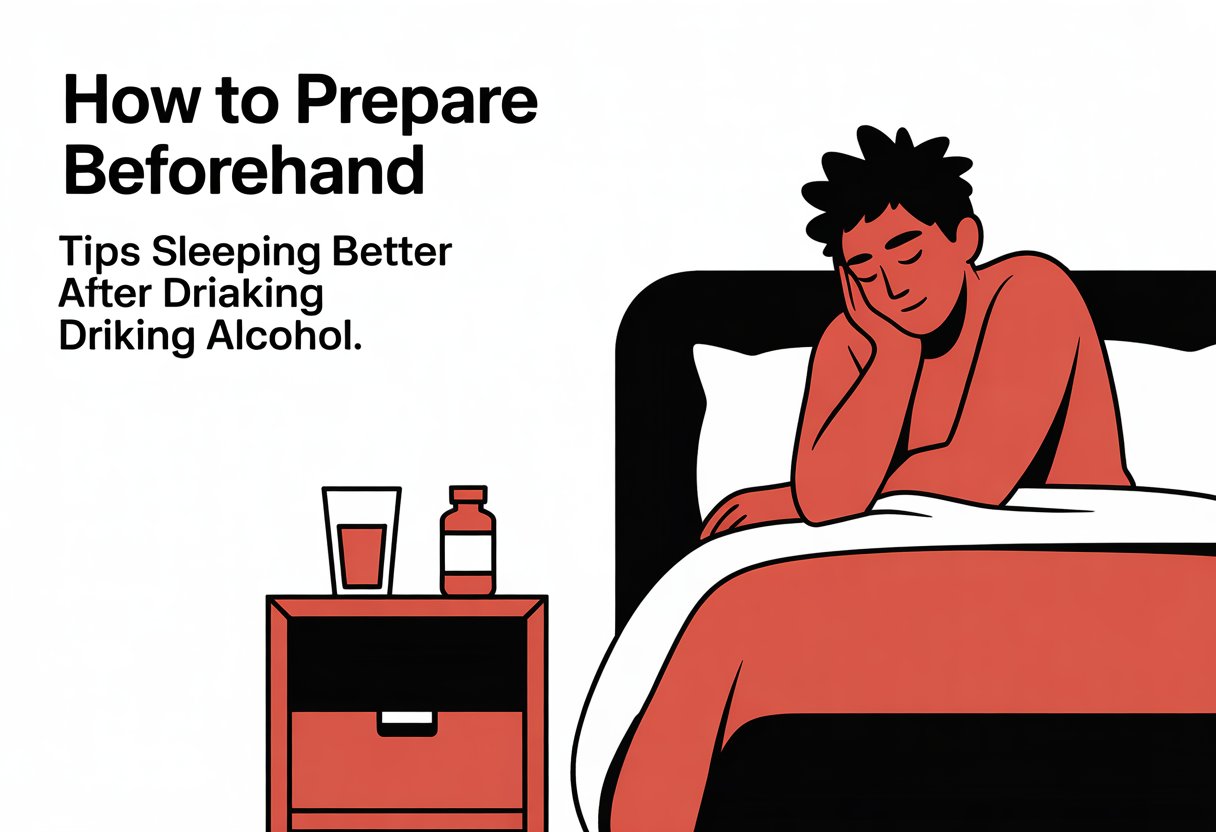 A person sitting on the edge of a bed in a bedroom with a glass of water and a small bottle on the bedside table, preparing to sleep.
