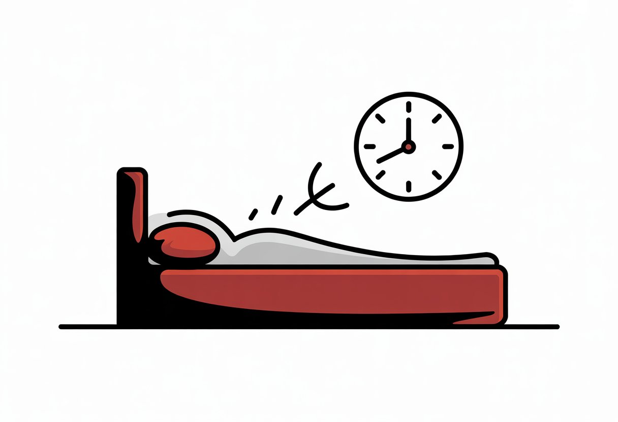 A simple illustration of a memory foam mattress with a clock above it showing the passage of time.