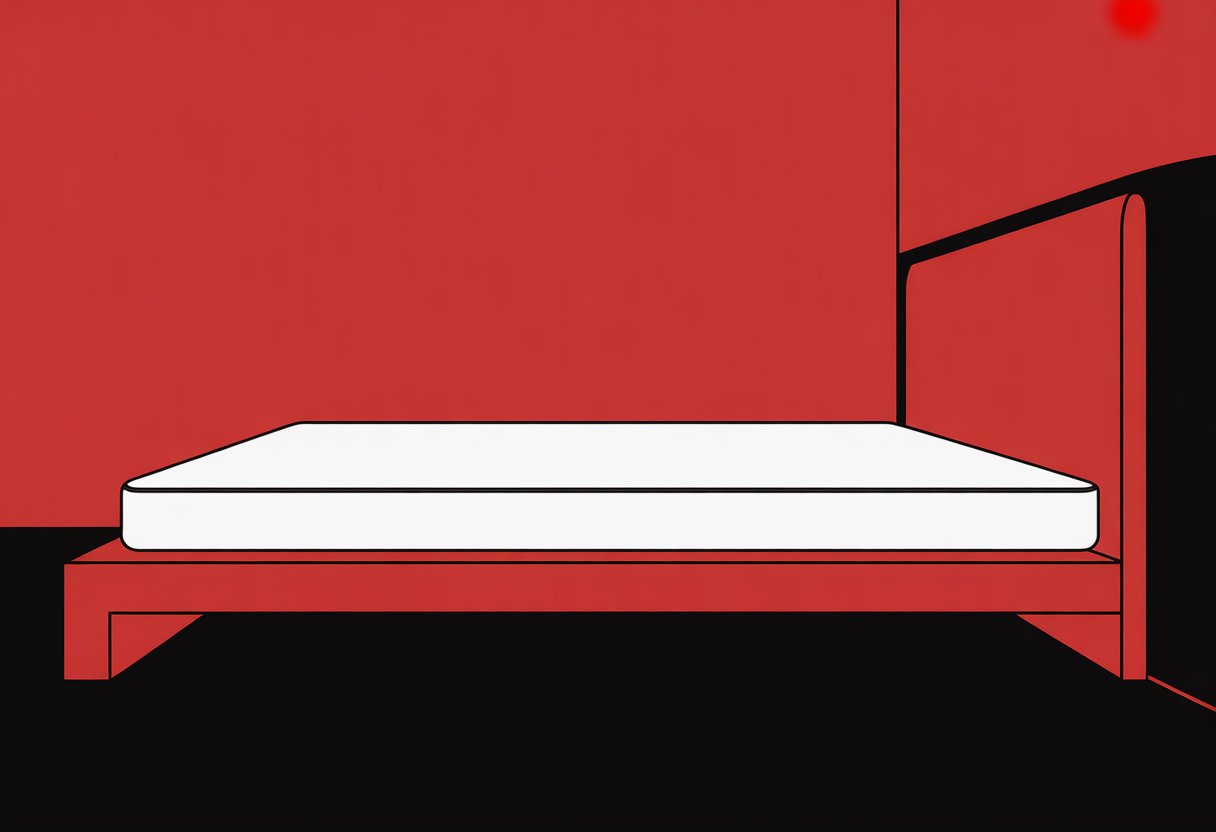 A mattress resting directly on a low platform bed frame without a box spring.