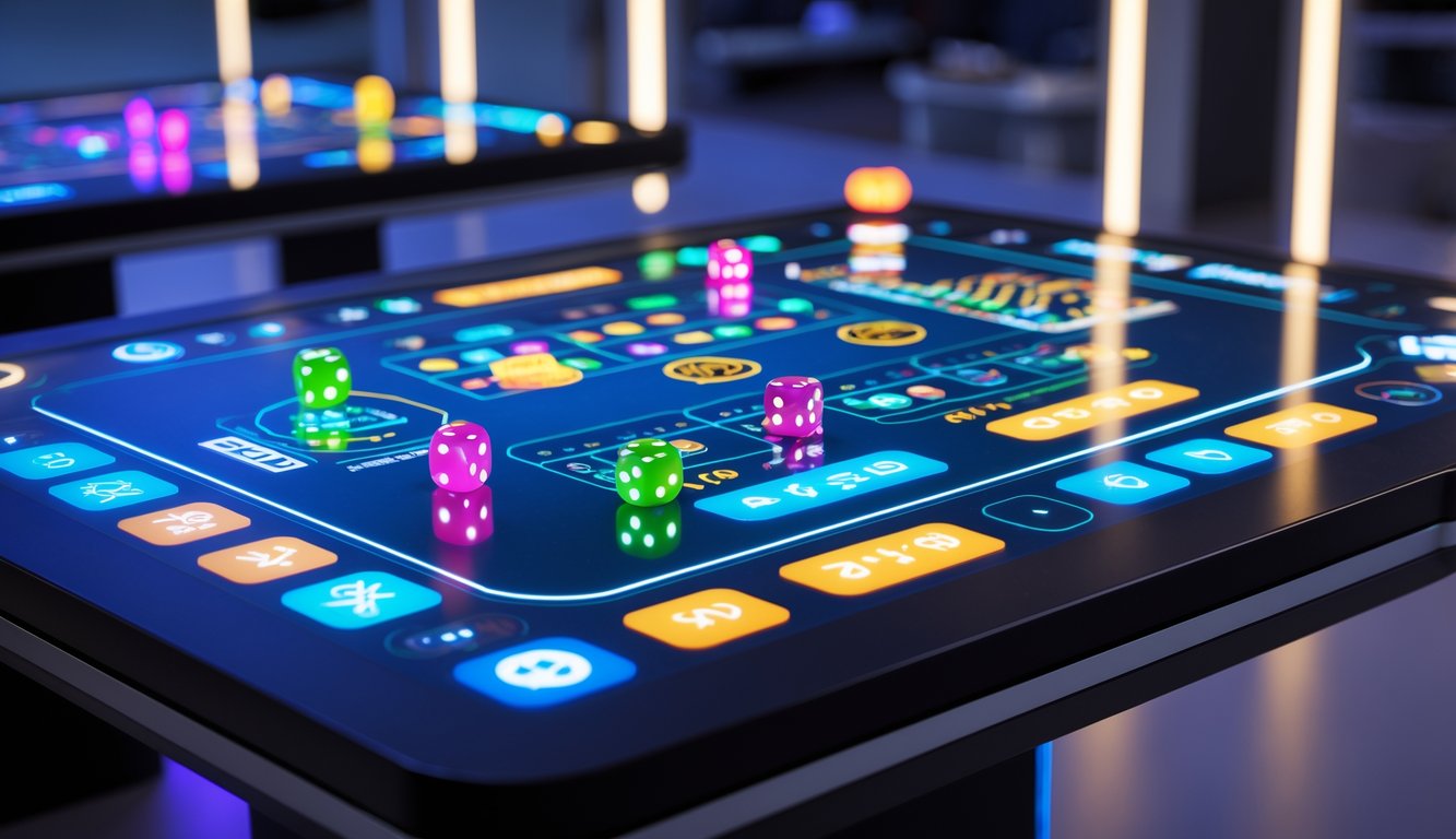 Meja interaktif modern untuk permainan Sicbo online dengan tampilan digital dan kontrol layar sentuh.