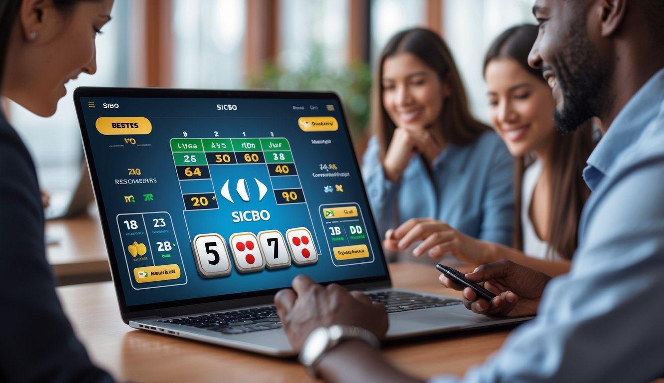 Orang-orang sedang bermain game Sicbo online di perangkat digital dengan tampilan permainan yang responsif.