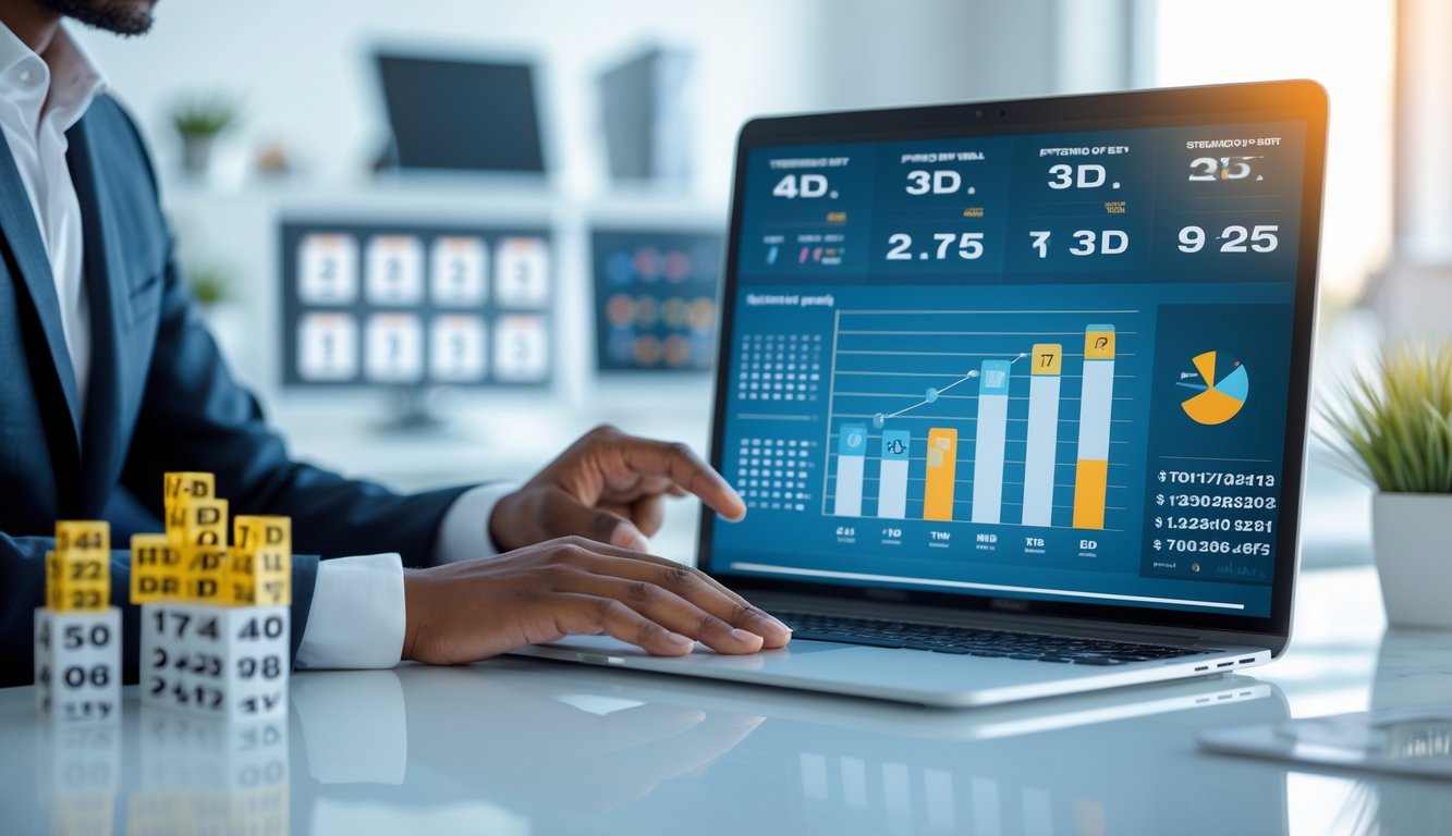 Seseorang di kantor modern sedang menggunakan laptop untuk memilih agen togel terbaik tahun 2025.