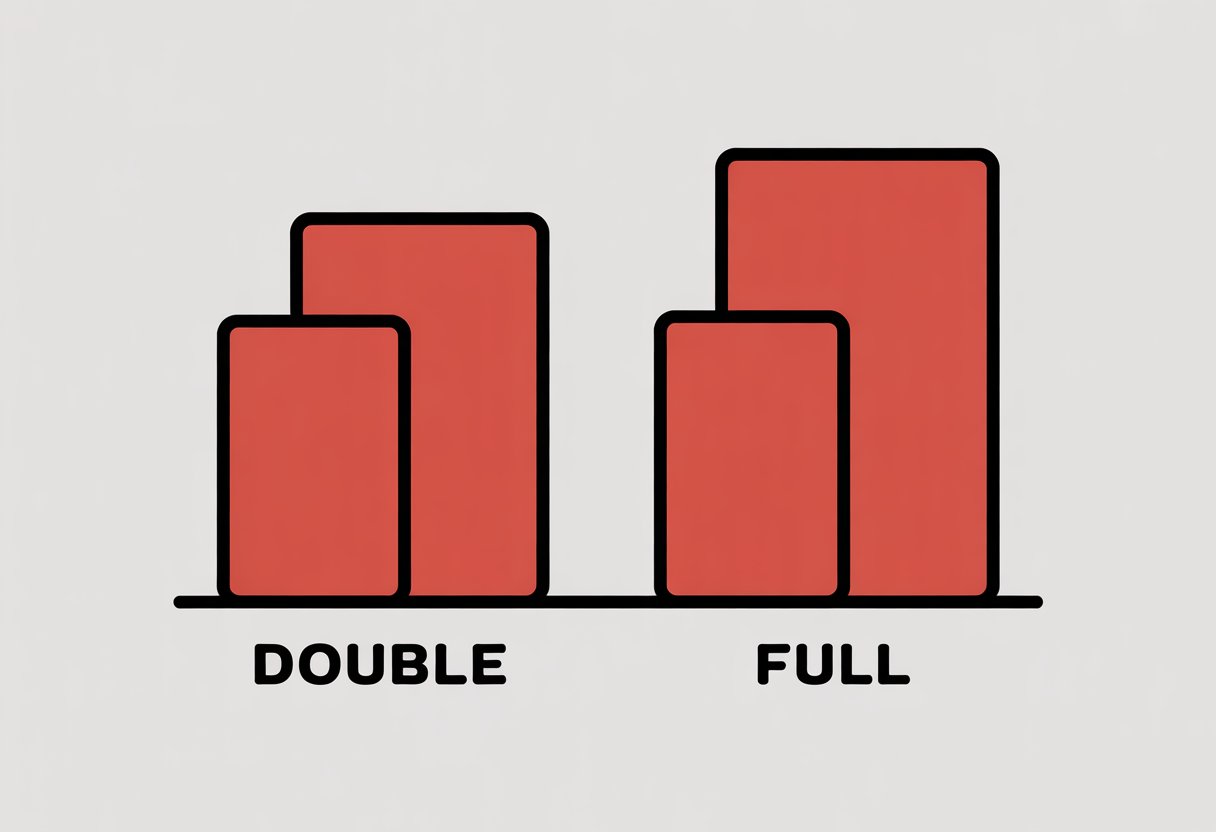 Two red rectangular shapes side by side, one slightly larger than the other, on a white background.