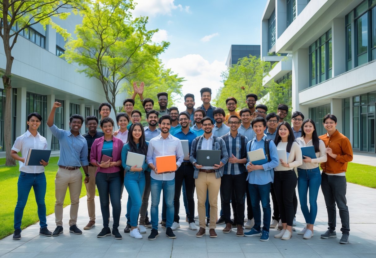 A group, smiling and