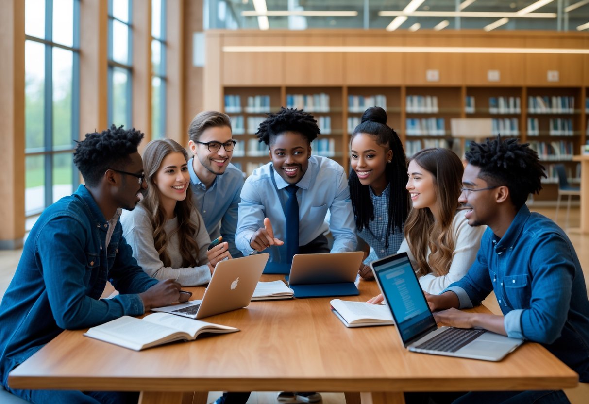 A group, with books