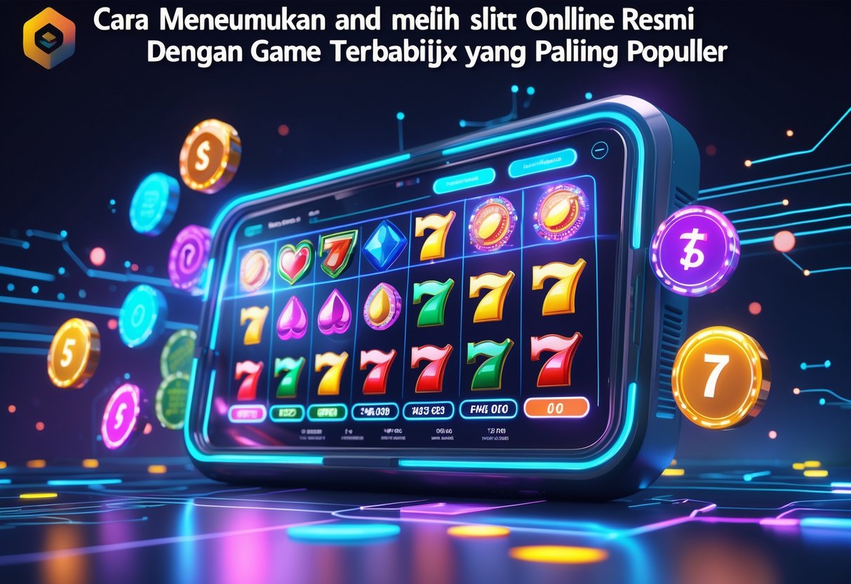 Tampilan 3D sebuah kasino digital dengan mesin slot warna-warni dan elemen keamanan yang menonjol di ruang virtual futuristik.