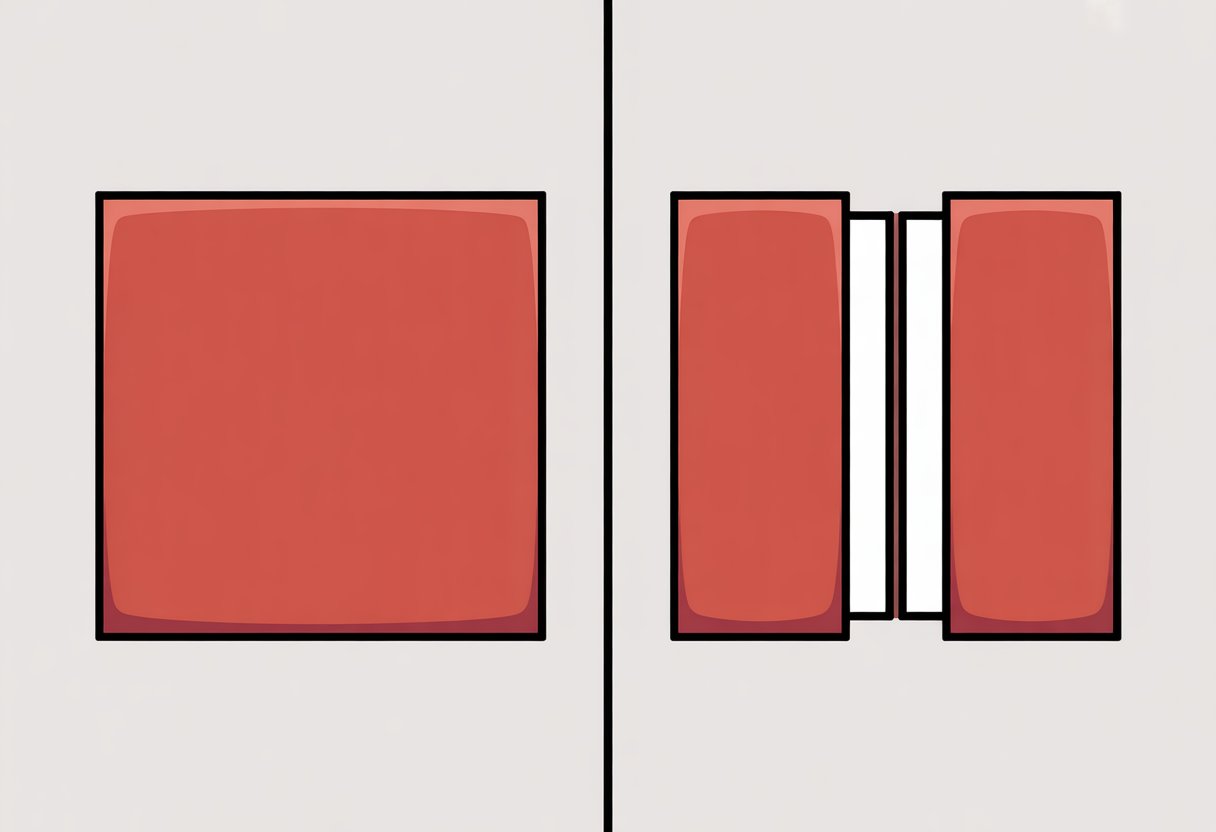 A side-by-side comparison of a single large bed and two narrower beds placed together.