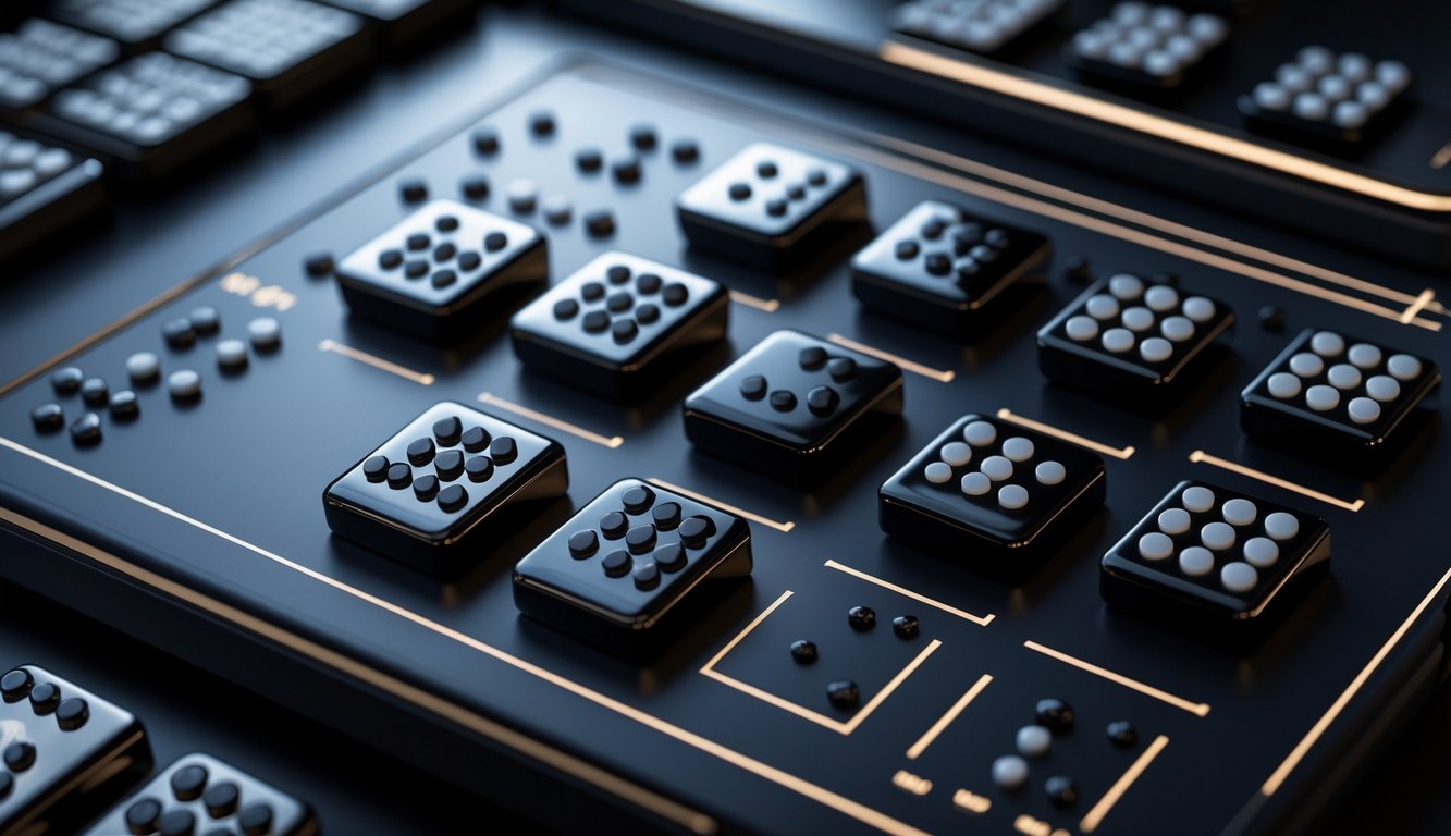 Tampilan antarmuka permainan Mahjong online dengan ubin hitam yang menonjol dan pola kemenangan yang konsisten.