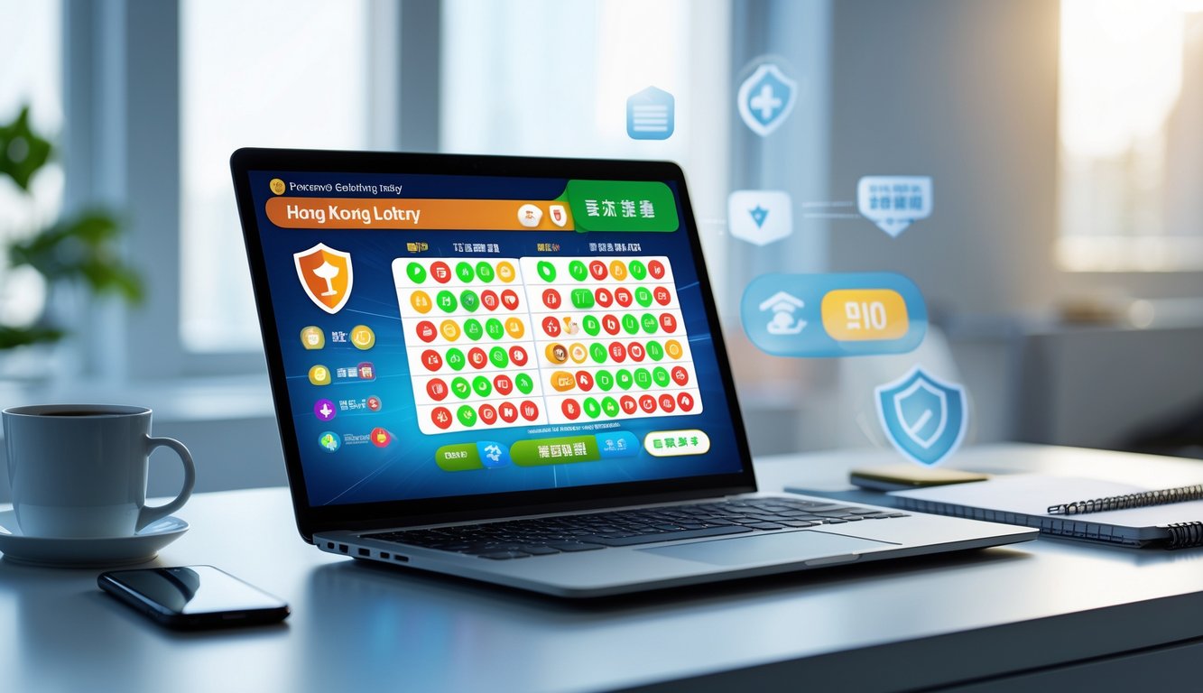 Seorang pria menggunakan laptop di meja kerja yang rapi dengan tampilan antarmuka togel Hongkong di layar, menunjukkan suasana kerja yang aman dan profesional.