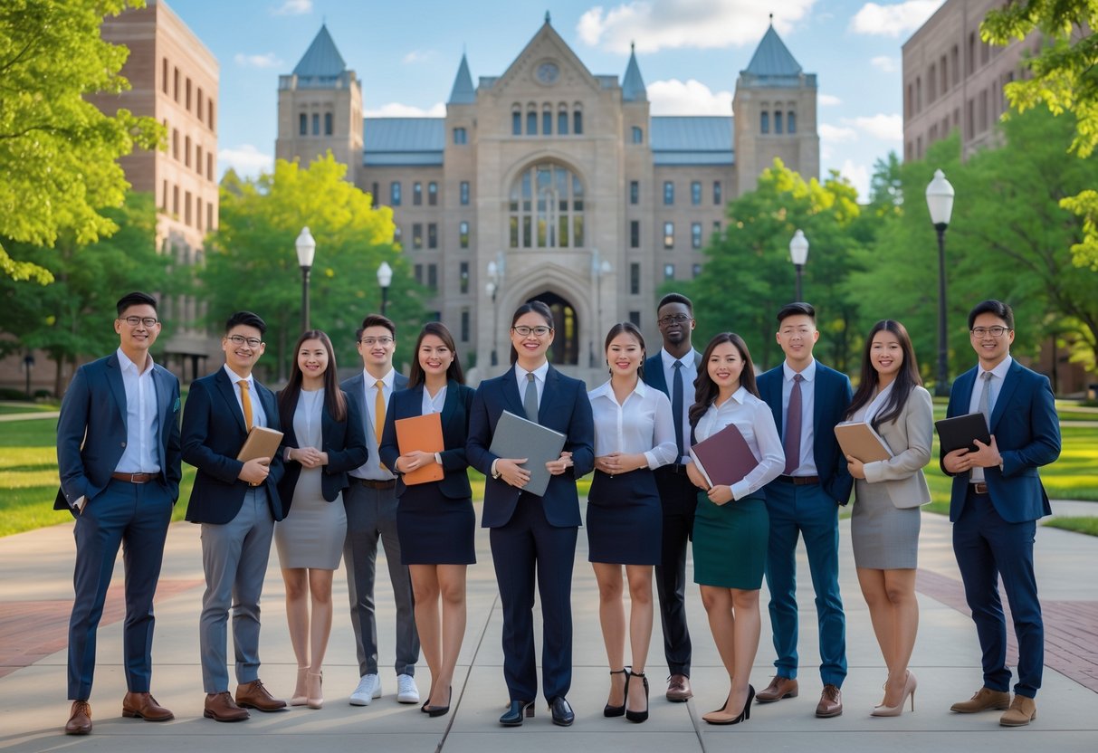 A group, holding books, smiling and