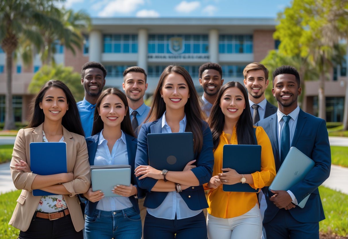 A group, smiling and