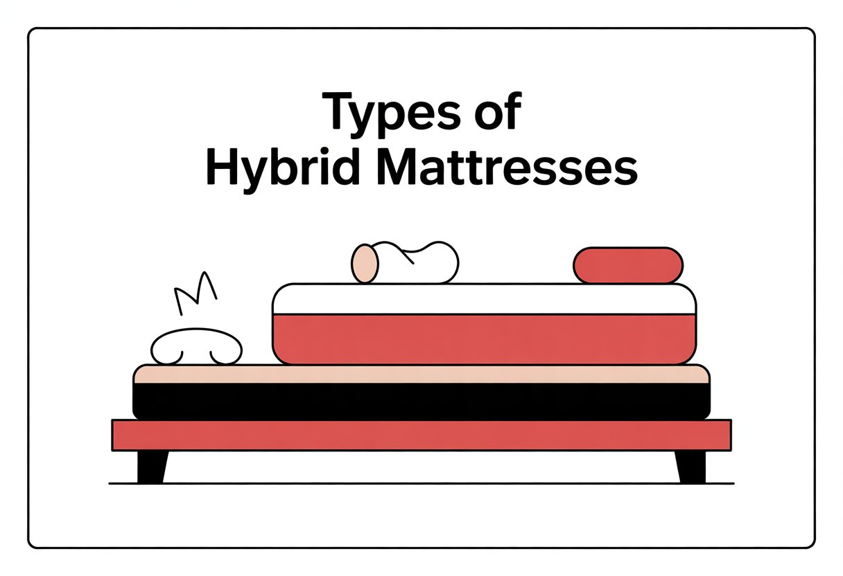 A simple side view illustration of a mattress showing three distinct layers stacked horizontally.