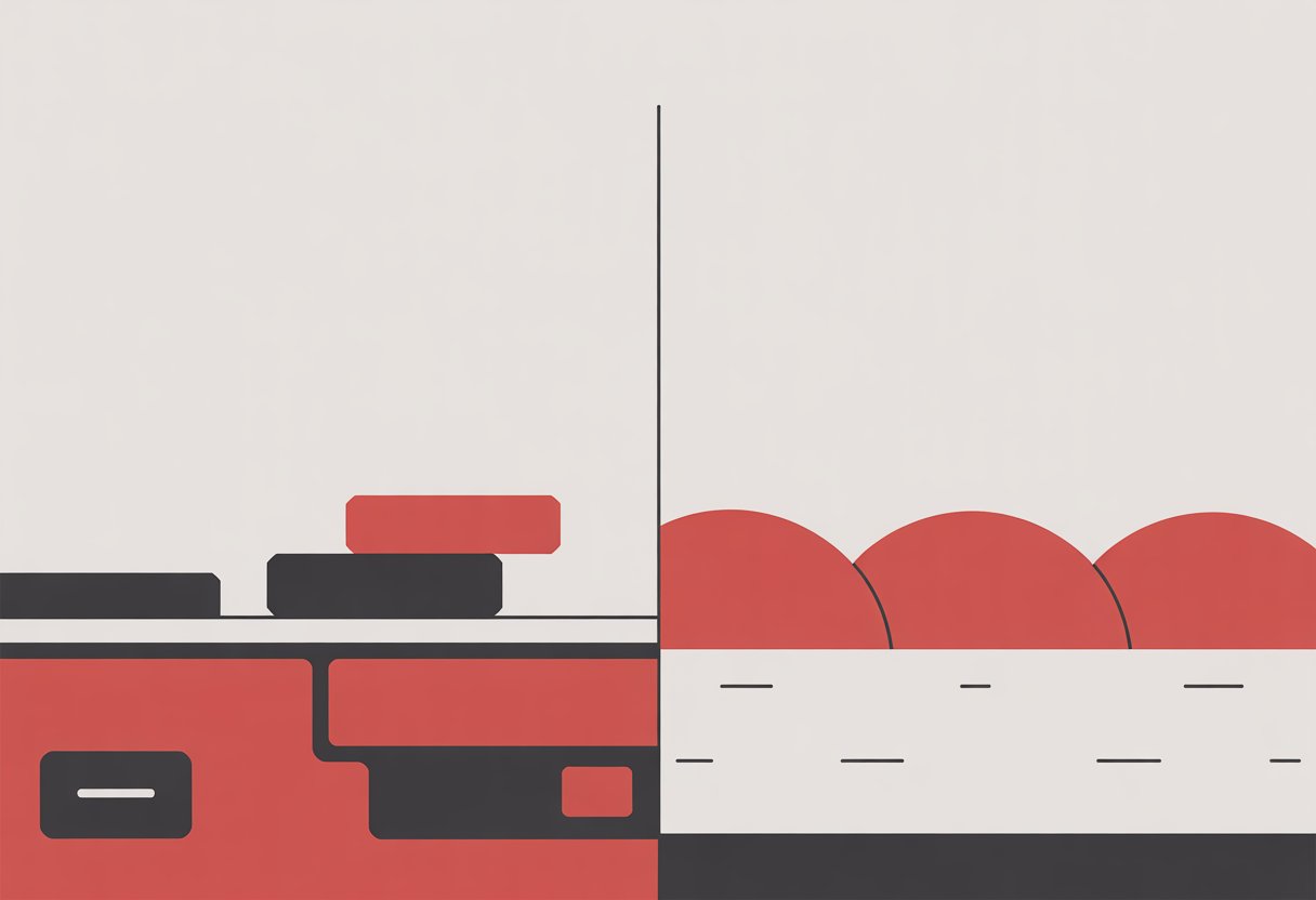 A cross-sectional view of a mattress split into two halves, showing stacked foam layers on one side and rounded latex layers on the other.