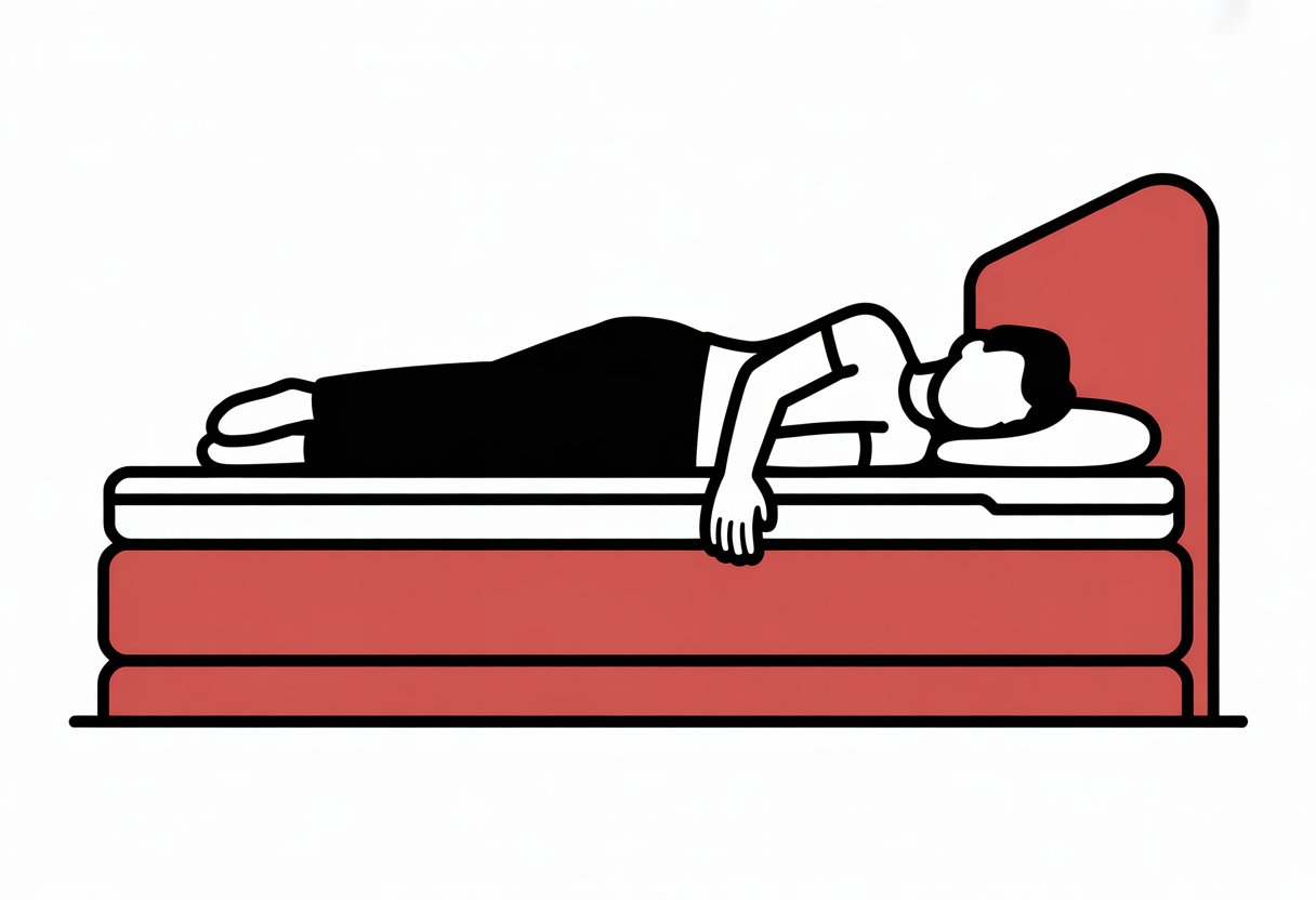 A person lying on their side on a mattress, illustrating side sleeping comfort.