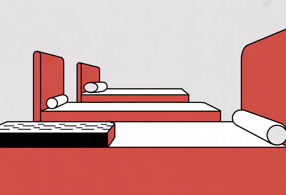 Three different simplified mattresses shown side by side, each with distinct shapes to represent various types of 6 inch mattresses.