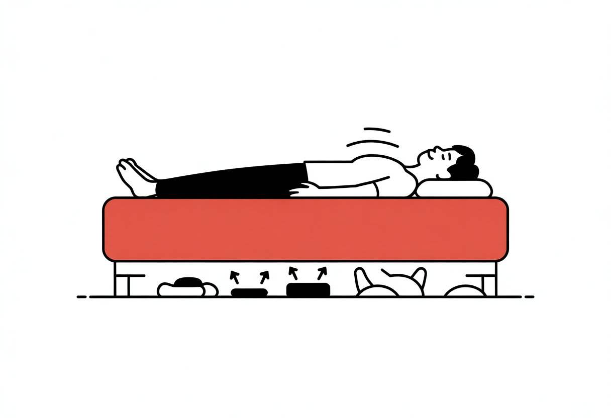 Side view of a person lying on a 6 inch mattress with visual elements showing pressure points and support.