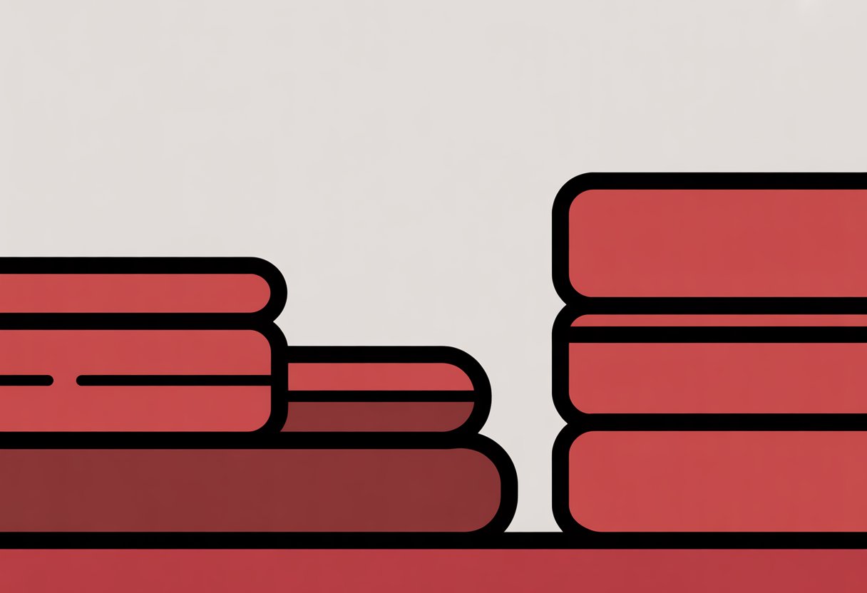 Three thick mattresses of different heights arranged side by side on a white background.