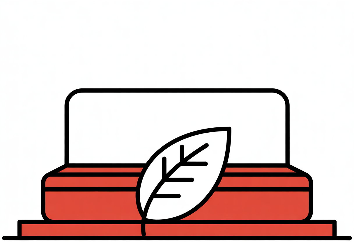 A simple illustration of a mattress with a leaf symbol on it to represent eco-friendliness. A simple illustration of a mattress with a leaf symbol on it to represent eco-friendliness.