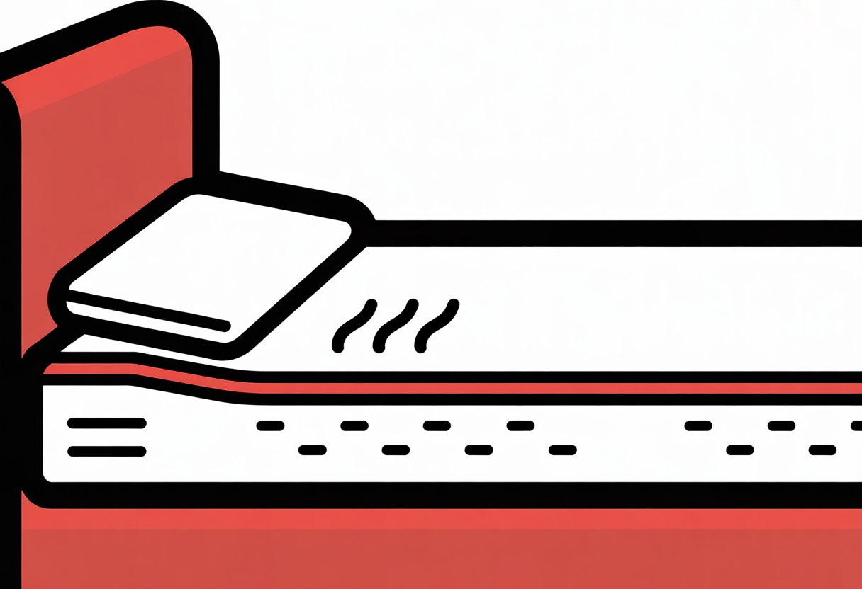 A simple illustration of a mattress with airflow lines indicating breathability. A simple illustration of a mattress with airflow lines indicating breathability.