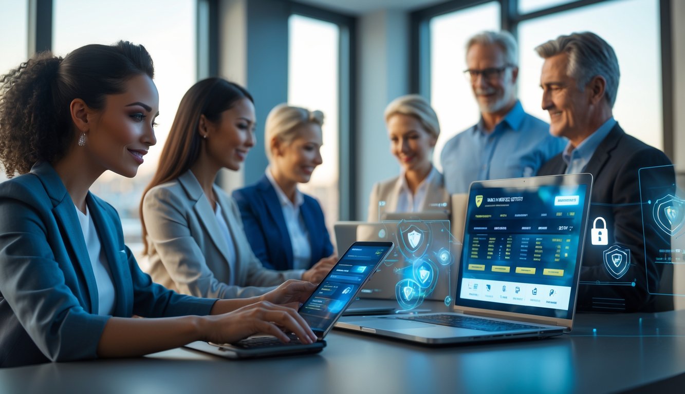 Orang-orang menggunakan perangkat digital untuk taruhan pacuan kuda dengan suasana yang aman dan terpercaya.