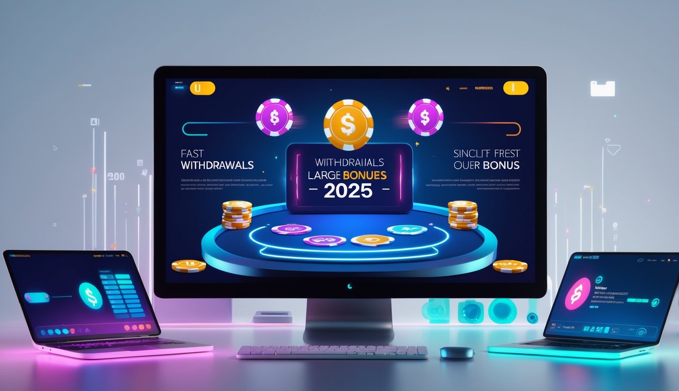 Sebuah meja poker digital modern dengan kartu dan chip poker di layar komputer, menunjukkan suasana permainan poker online yang profesional dan terpercaya.