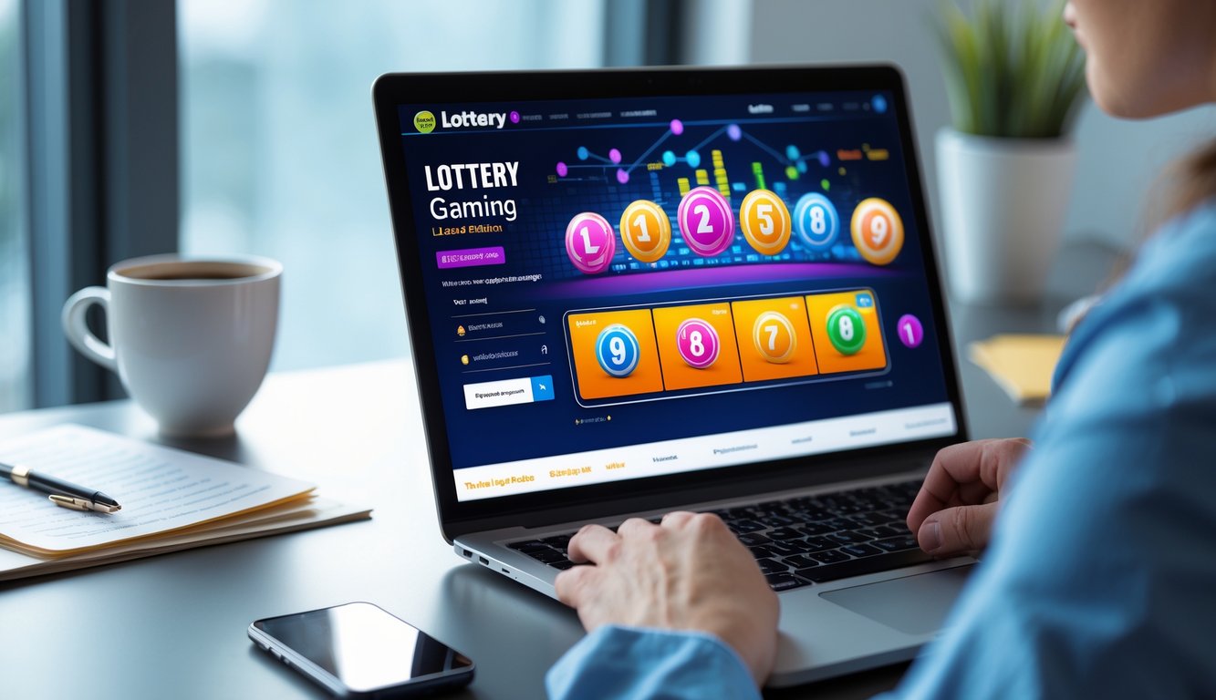 Seorang pria sedang menggunakan laptop di meja kerja dengan suasana rapi dan pencahayaan alami.