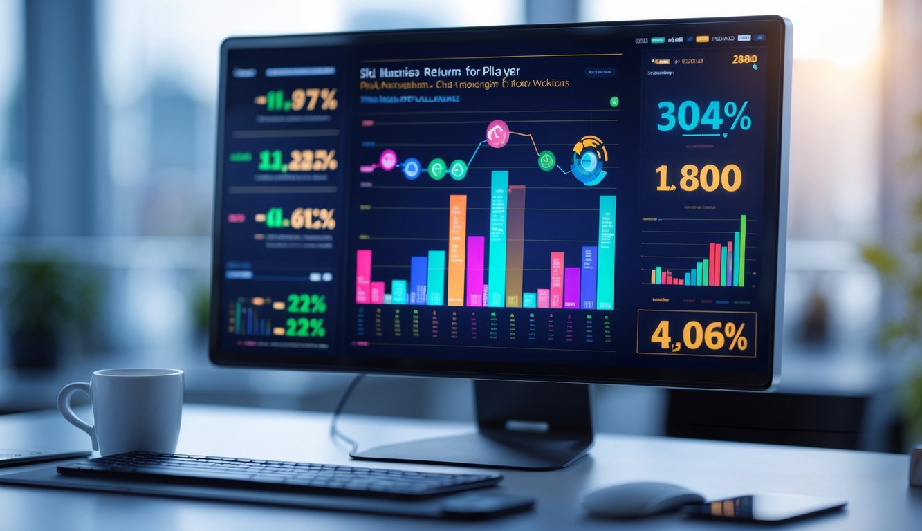 Sebuah ruang kerja digital modern dengan monitor komputer yang menampilkan data dan grafik real-time terkait statistik slot mesin untuk tahun 2026.