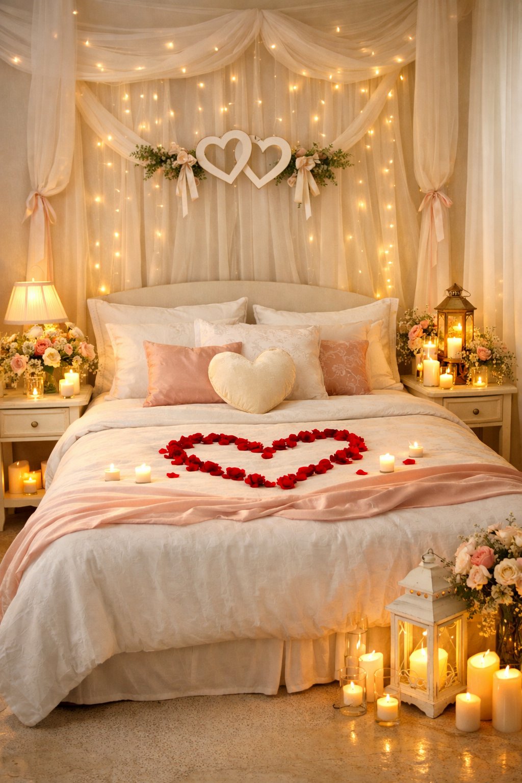 Wedding Room Decoration For Couple: 7 Elegant Ideas 10 A wedding room decorated with flowers, candles, and soft lighting creating a romantic atmosphere.