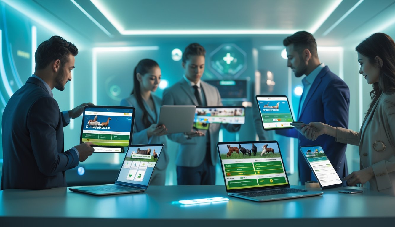 Beberapa orang menggunakan perangkat digital untuk bertaruh pada sabung ayam secara online di lingkungan yang modern dan aman.