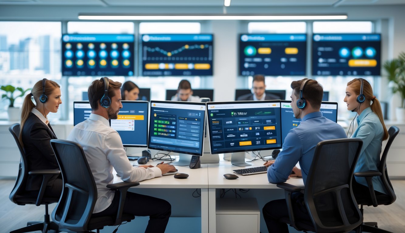 Seorang profesional bekerja di kantor agen judi togel online dengan komputer dan peralatan modern.