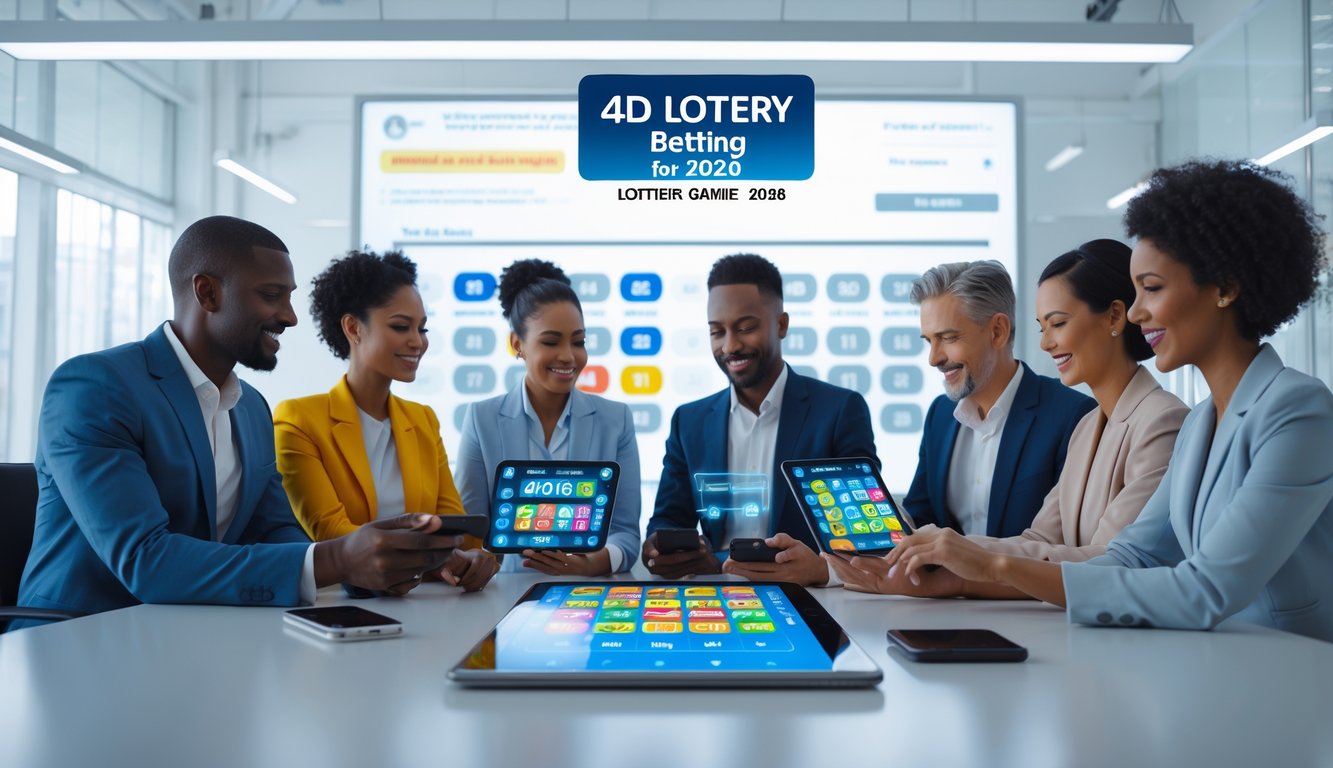 Sekelompok orang menggunakan perangkat digital untuk bermain togel online dengan suasana yang aman dan cepat.