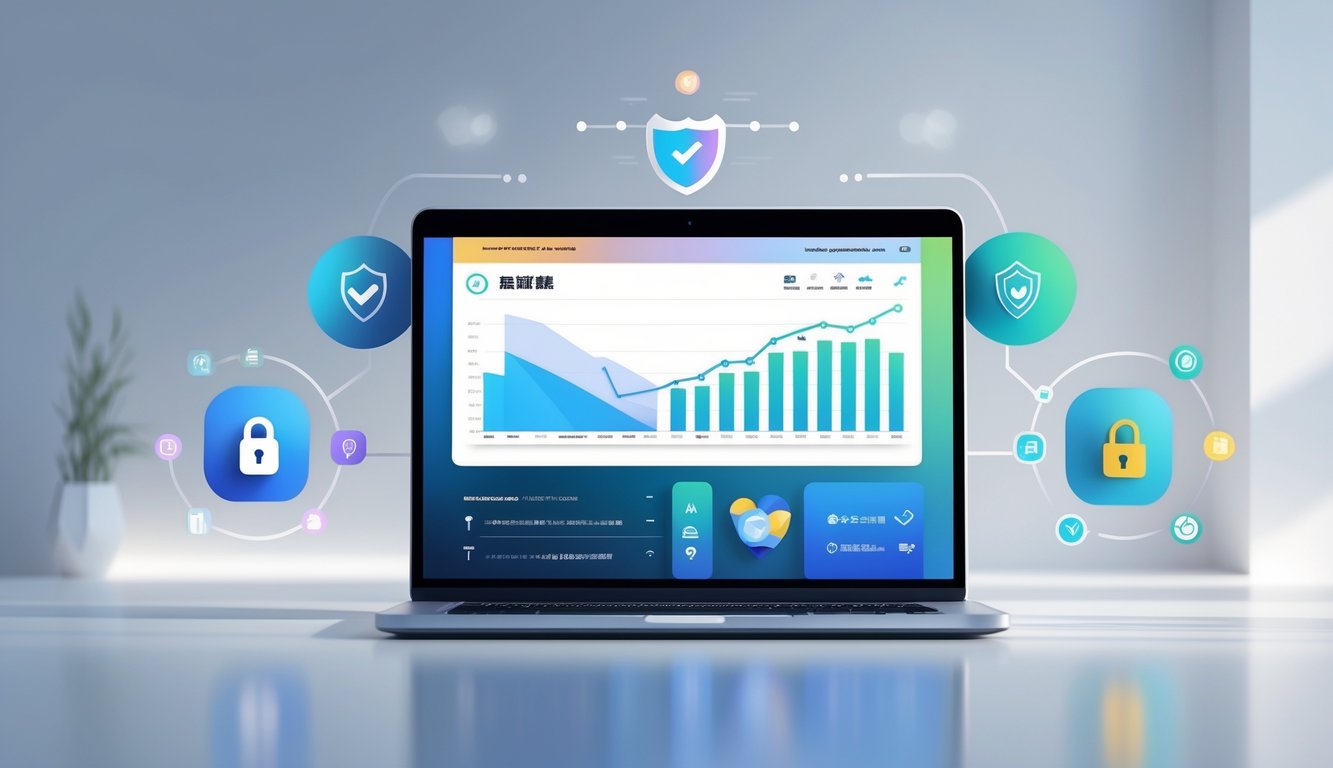 Sebuah ruang kerja modern dengan laptop yang menampilkan antarmuka situs web terkait fitur, keamanan, dan layanan pengguna Bandar Toto Macau 2026.