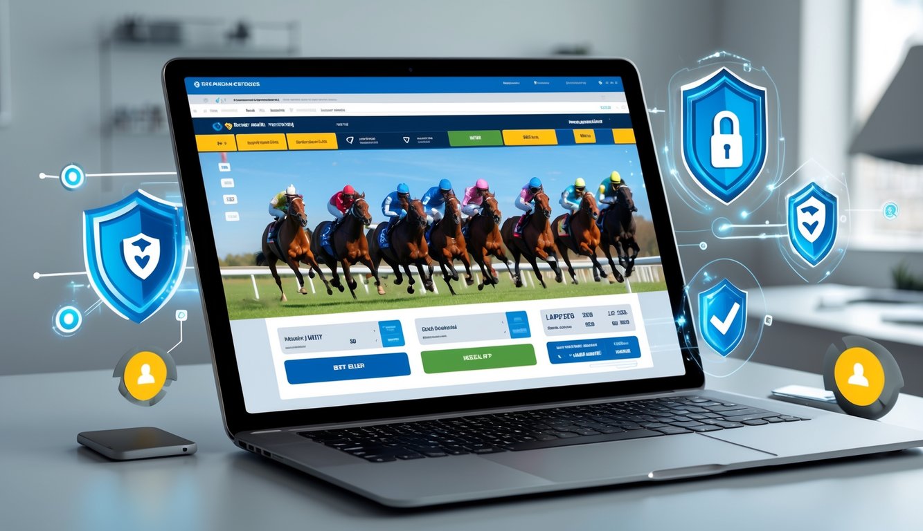 Seseorang menggunakan laptop dengan tampilan situs taruhan pacuan kuda online yang aman dan terpercaya.